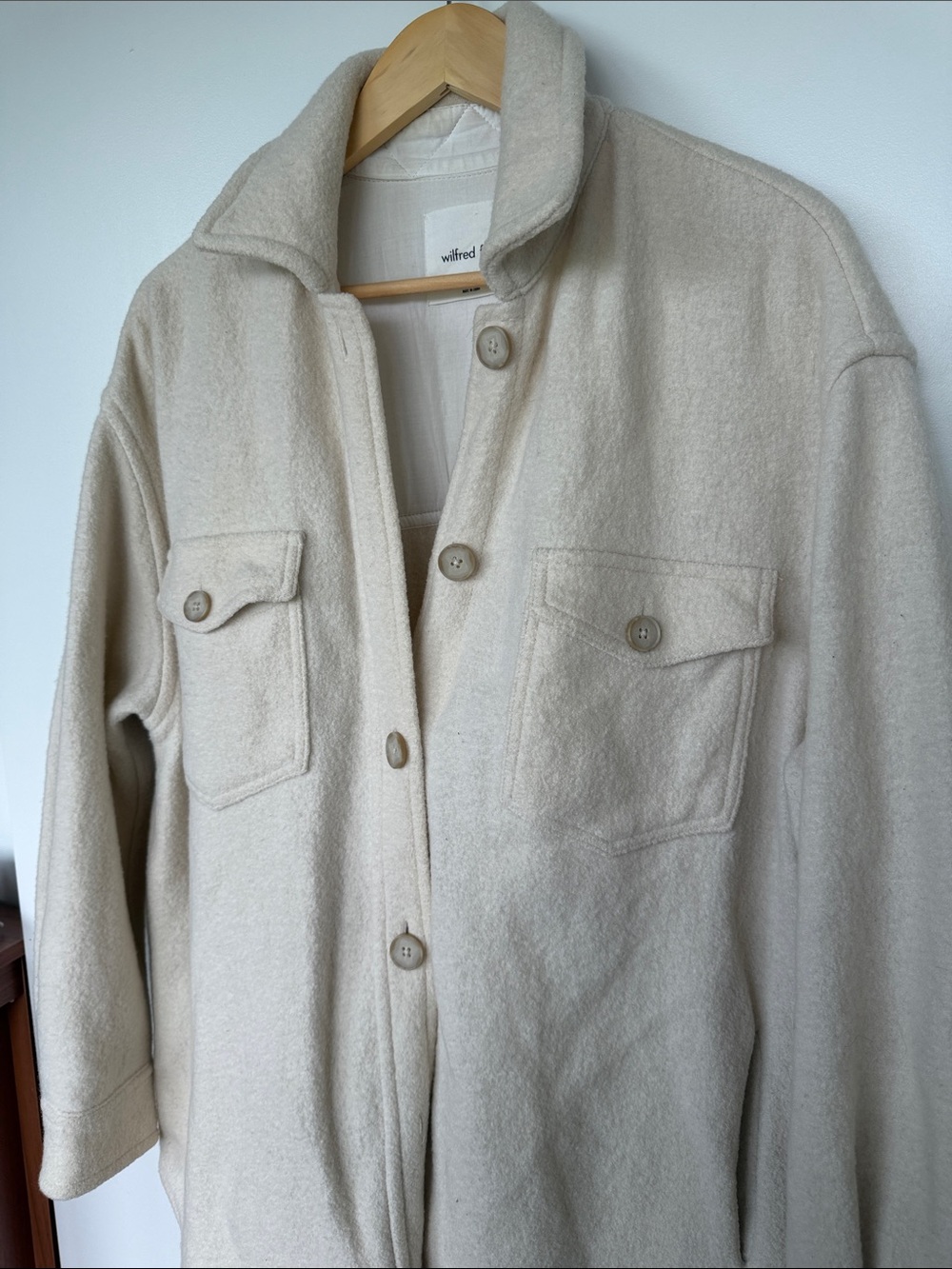 Wilfred Cream Button-Front Utility Shacket - Picture 2 of 7